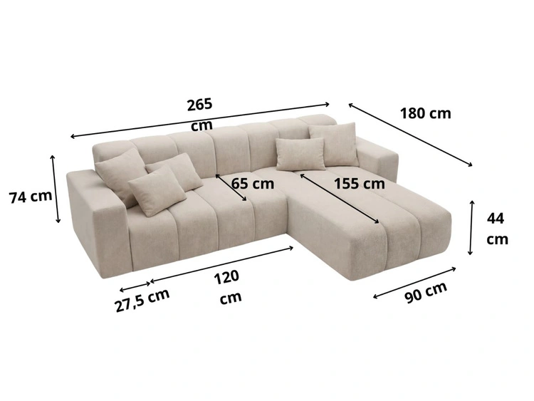 Ecksofa L-Form Rechts Nork Grau