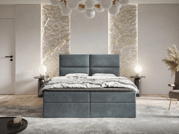 Boxspringbett mit Bettkasten 140x200 Hera Dunkelgrau