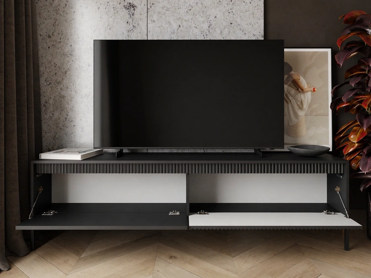 TV-Lowboard mit Türen 187 cm Sorano Schwarz