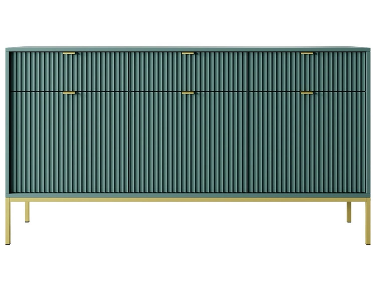 Kommode mit Türen und Schubladen Amber Grün, Gold Frame