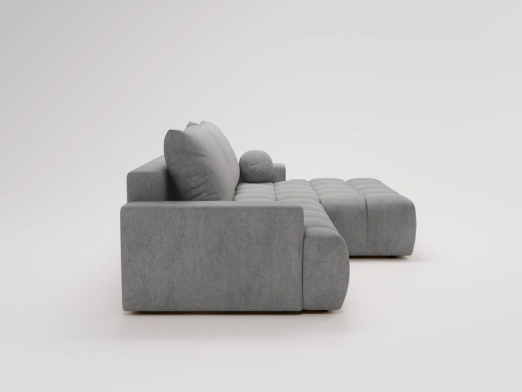 Ecksofa L-Form mit Schlaffunktion und Bettkasten Havi Rechts Grau