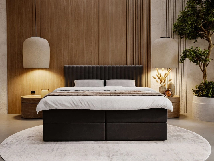 Boxspringbett mit Bettkasten 140x200 Marbella Anthrazit