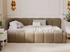 Jugendbett Einzelbett mit Bettkasten und Lattenrost 90x200 Cloud One Braun Bouclé-Stoff