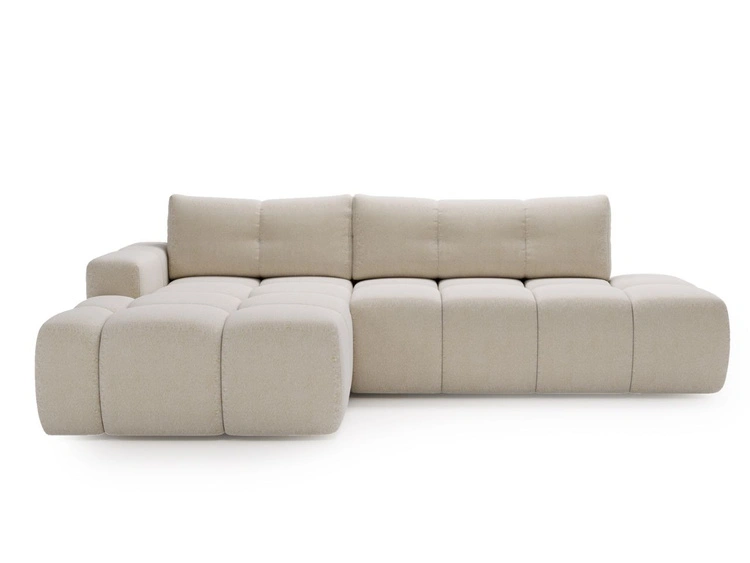 Ecksofa L-Form Links mit Schlaffunktion und Bettkasten Montero Creme