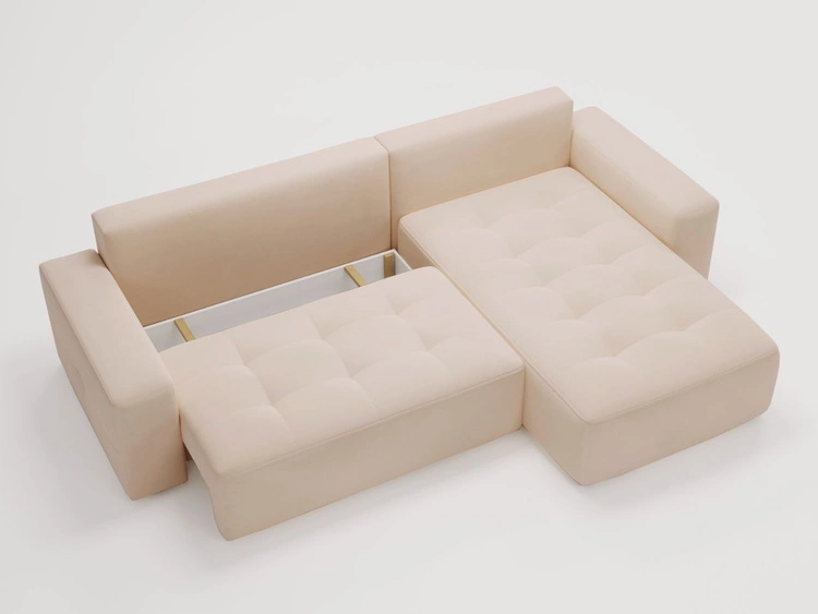 Ecksofa L-Form Rechts mit Schlaffunktion und Bettkasten Portland Beige