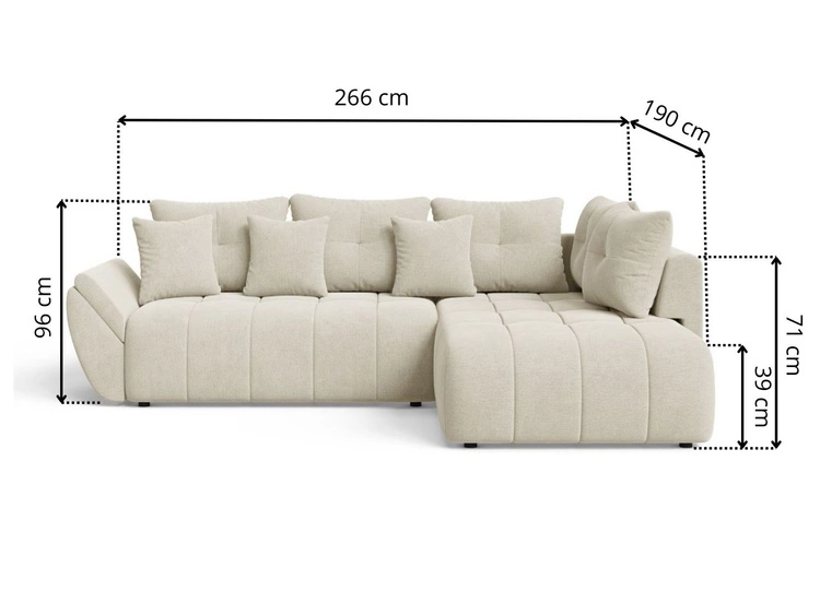 Ecksofa L-Form mit Schlaffunktion und Bettkasten Genoa Beige