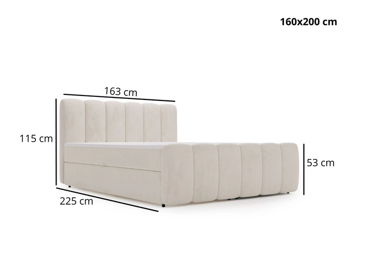 Boxspringbett mit Bettkasten 160x200 Cloud Dunkelgrau