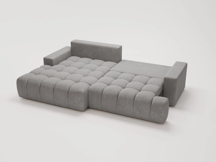 Ecksofa L-Form mit Schlaffunktion und Bettkasten Havi Links Grau