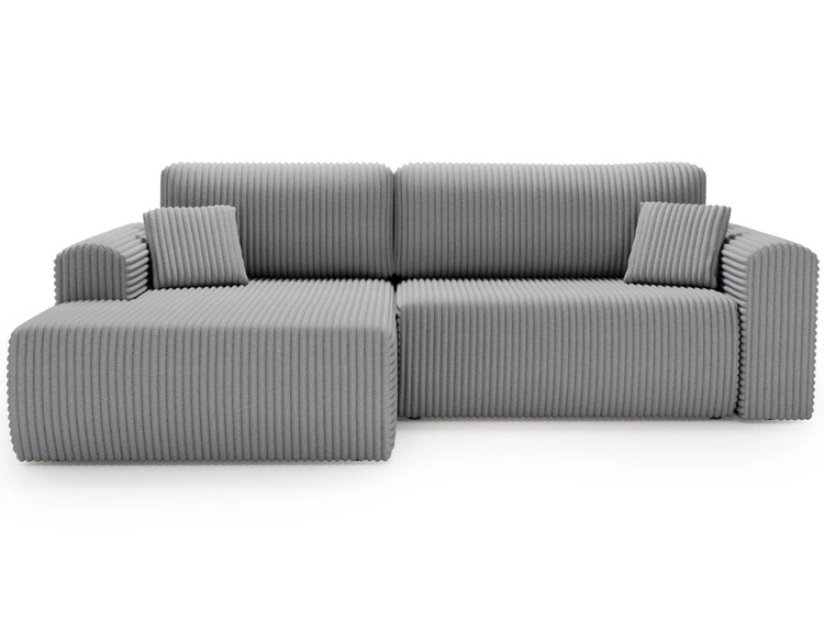 Ecksofa mit Schlaffunktion und Bettkasten Belvio links Hellgrau