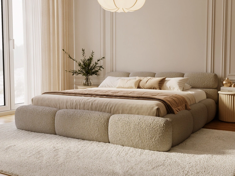 Polsterbett mit Bettkasten und Bettrost 160x200 Sweet Low Dunkelbeige