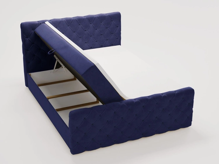 Boxspringbett mit Bettkasten 140x200 Lunaris Blau