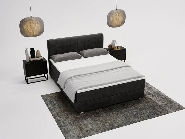 Boxspringbett mit Bettkasten 120x200 Forte Schwarz