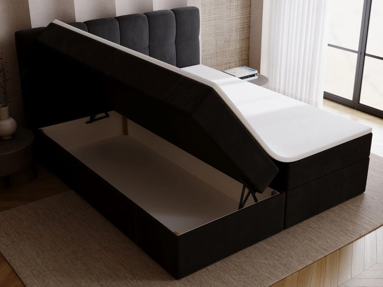 Boxspringbett mit Bettkasten 140x200 Maison Schwarz