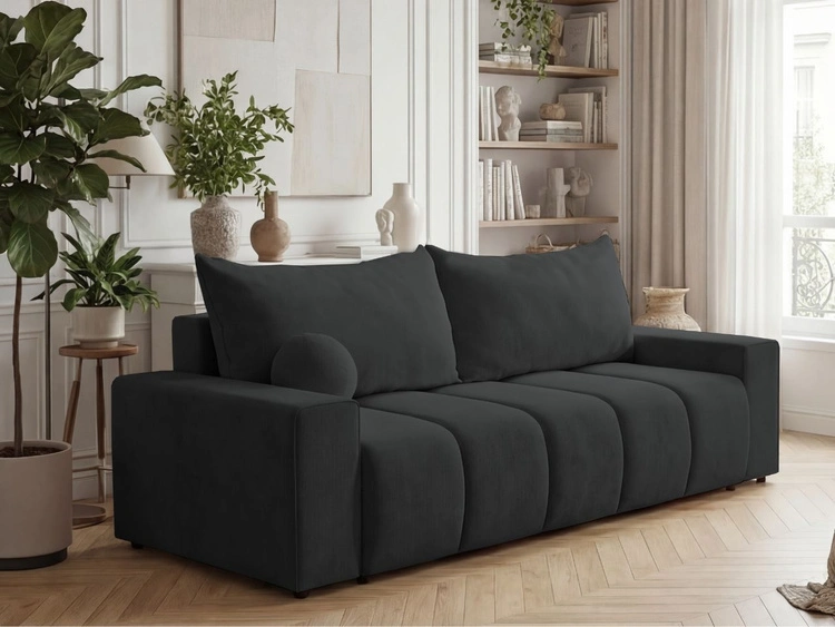 Schlafsofa mit Bettfunktion und Bettkasten Miro Schwarz