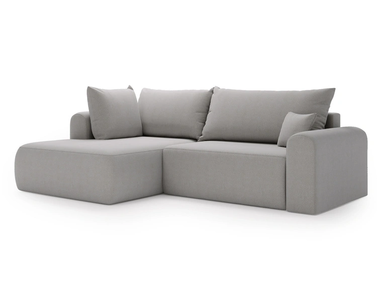 Ecksofa L-Form mit Schlaffunktion und Bettkasten Savana Bis Grau