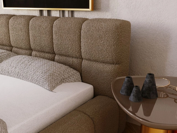 Polsterbett mit Bettkasten und Lattenrost 160x200 Alicante Boucle Braun