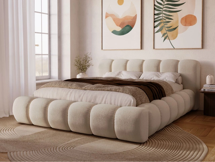Polsterbett mit Bettkasten und Lattenrost 160x200 Doria Beige