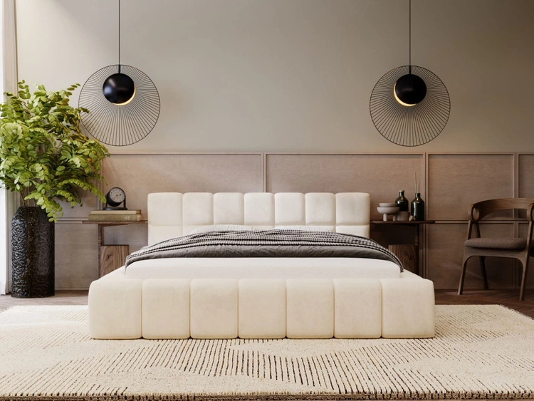Polsterbett mit Bettkasten und Lattenrost 180x200 Alicante Beige