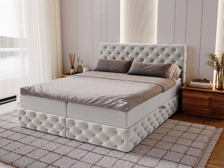 Boxspringbett mit Bettkasten 140x200 Canolo Hellgrau