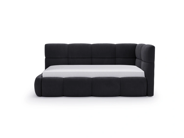 Gepolstertes Jugend-Einzelbett mit Bettkasten und Holzrost 90x200 Modo One Links Schwarz