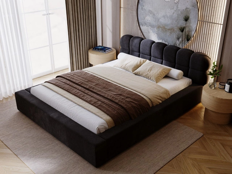 Polsterbett mit Bettkasten und Lattenrost 160x200 Plaza Schwarz