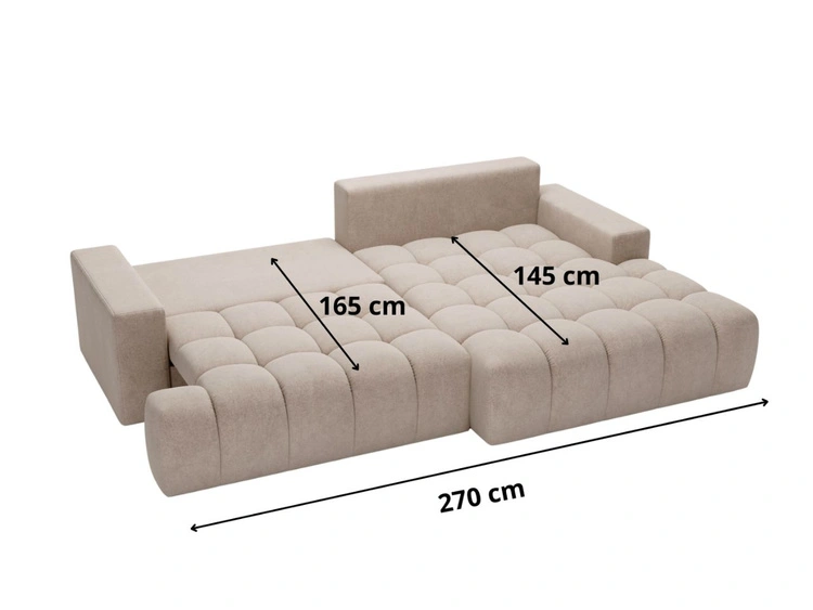 Ecksofa L-Form mit Schlaffunktion und Bettkasten Havi Links Hellbeige