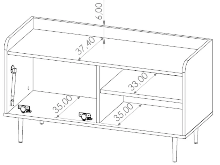 TV-Lowboard mit Türe 100 cm Vasa Braun