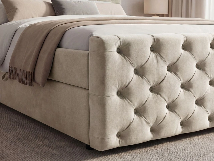 Boxspringbett mit Bettkasten 160x200 Montego Creme