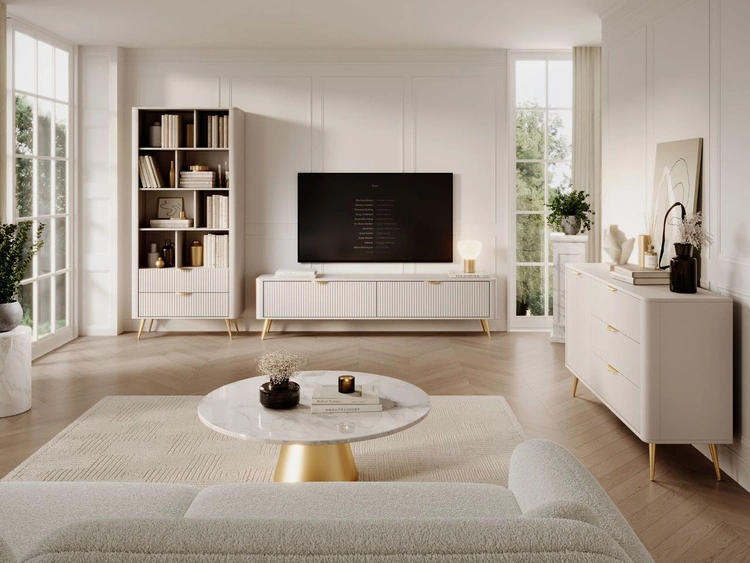 TV-Lowboard mit Türen 200 cm Latina Beige