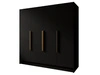 Kleiderschrank 200 cm Perugia Schwarz mit goldenen Griffen