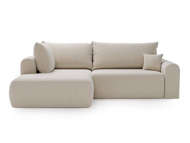 Ecksofa L-Form mit Schlaffunktion und Bettkasten Savana Bis Hellbeige