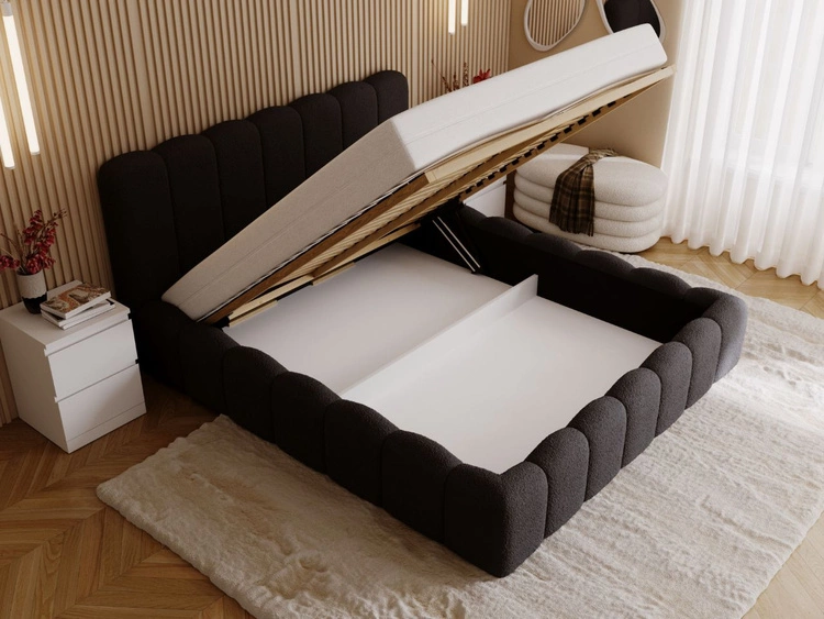 Polsterbett mit Bettkasten und Lattenrost 200x200 Smile Schwarz