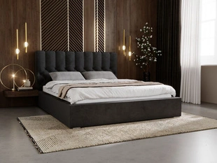 Polsterbett mit Bettkasten und Lattenrost 200x200 Roma Schwarz