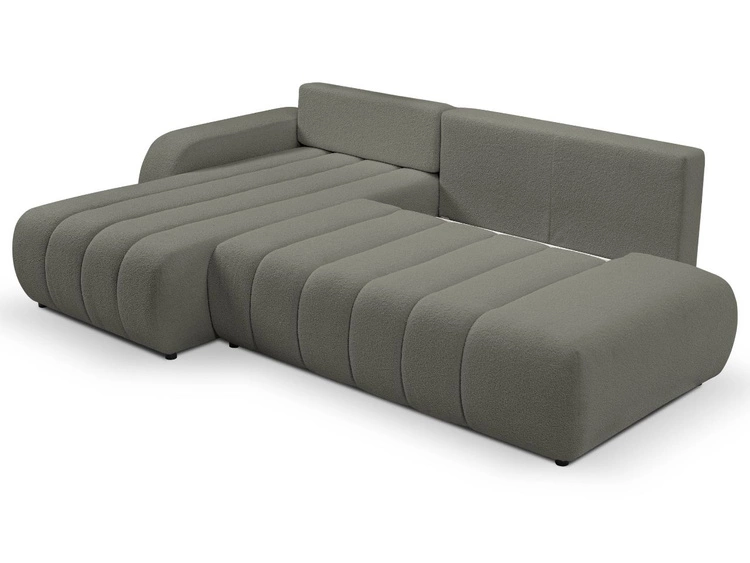Ecksofa mit Schlaffunktion und Bettkasten Links Adoro Grau