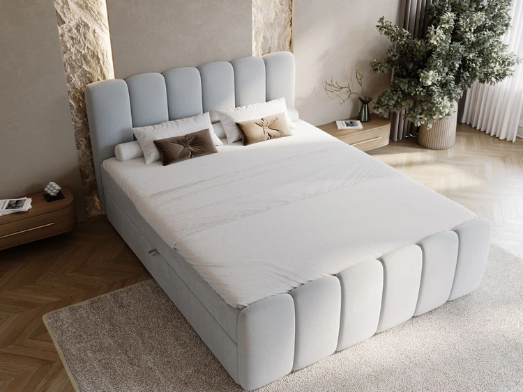 Boxspringbett mit Bettkasten 160x200 Cloud Grau