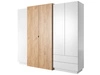 Drehtürenschrank Elegante Morten Weiß, Goldene Craft Eiche