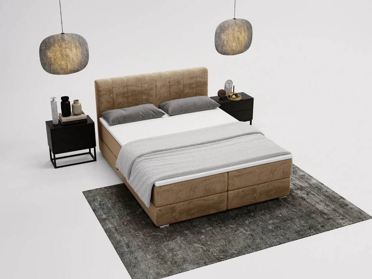 Boxspringbett mit Bettkasten 160x200 Forte Beige