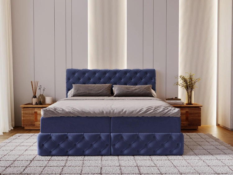 Boxspringbett mit Bettkasten 160x200 Canolo Dunkelblau