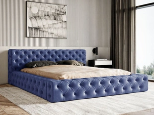 Polsterbett mit Bettkasten und Lattenrost 140x200 Palini Dunkelblau