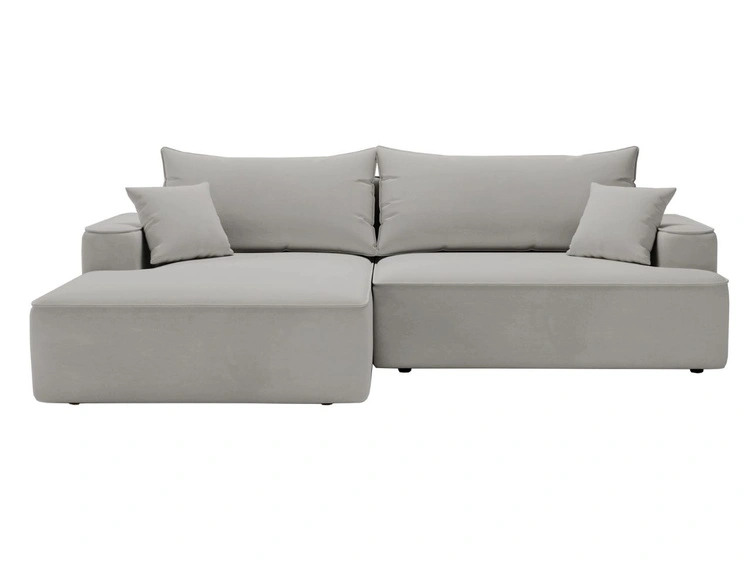 Ecksofa L-Form Links mit Schlaffunktion und Bettkasten California Hellgrau