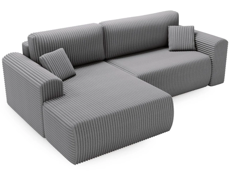 Ecksofa mit Schlaffunktion und Bettkasten Belvio links Dunkelgrau