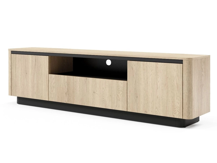 Wohnzimmer-Set Fascino Eiche Cremona, Schwarz