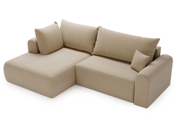 Ecksofa L-Form mit Schlaffunktion und Bettkasten Savana Bis Beige