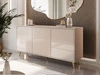 Dreitürige Kommode 154 cm Glamour-Stil auf goldfarbenen Metallbeinen Vivance Kaschmirglanz