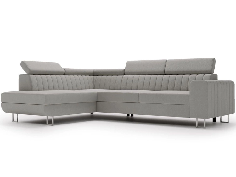 Ecksofa mit Schlaffunktion und Bettkasten Berona links Grau