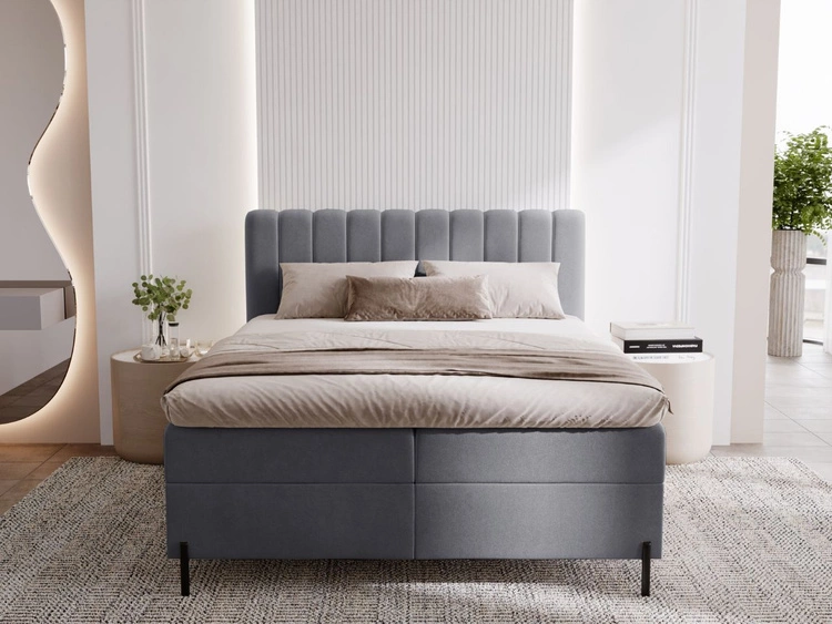 Boxspringbett mit Bettkasten 120x200 Primavera Dunkelgrau