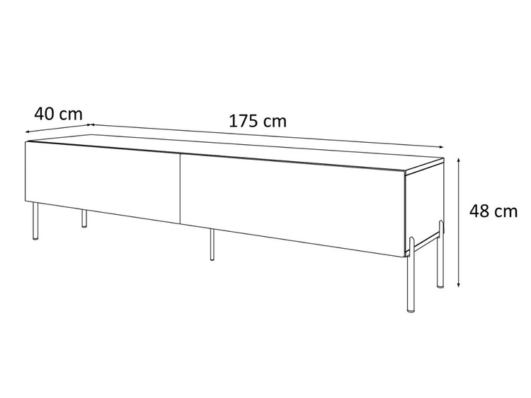 TV-Lowboard mit Türen auf Schwarzen Metallbeinen 175 cm Sorelle Weiß Hochglanz