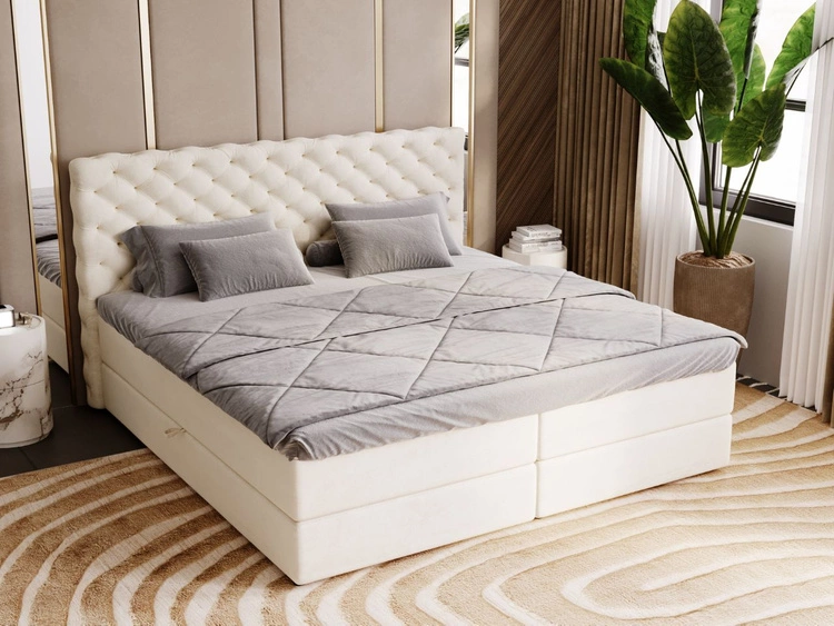 Boxspringbett mit Bettkasten 180x200 Bergamo Beige
