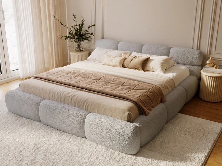 Polsterbett mit Bettkasten und Bettrost 160x200 Sweet Low Grau