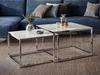 Couchtisch auf verchromtem Gestell mit Glasplatte Asumi Weiß 39x45